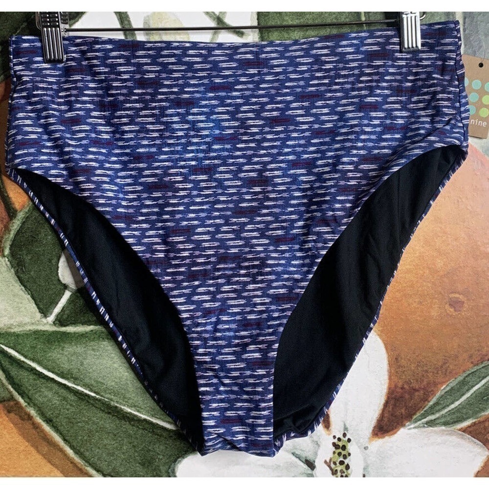Title Nine LG Bikini Streamline High Waisted Bikini Bottom Shibori NWT 74